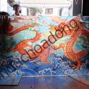 Tranh kính cá chép hóa rồng