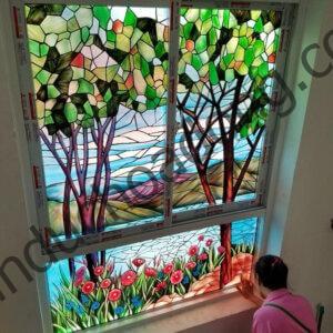 Tranh kính vách ngăn cố định