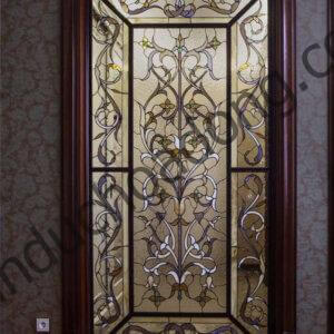 Vách gỗ kính nẹp hoa đồng