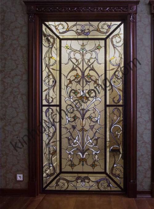 Vách gỗ kính nẹp hoa đồng